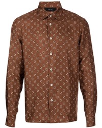 Мужская коричневая рубашка с длинным рукавом с "огурцами" от Amiri
