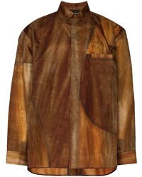 Мужская коричневая рубашка с длинным рукавом с принтом от A-Cold-Wall*