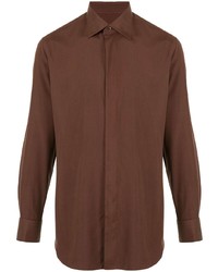 Мужская коричневая рубашка с длинным рукавом от Brioni
