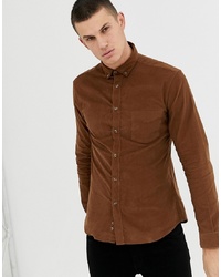 Мужская коричневая рубашка с длинным рукавом от Celio