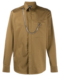 Мужская коричневая рубашка с длинным рукавом от Just Cavalli