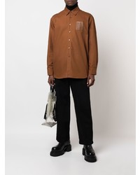 Мужская коричневая рубашка с длинным рукавом от Raf Simons