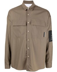 Мужская коричневая рубашка с длинным рукавом от Low Brand