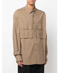 Мужская коричневая рубашка с длинным рукавом от Balmain