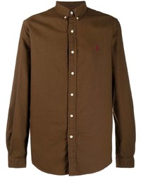 Мужская коричневая рубашка с длинным рукавом от Polo Ralph Lauren