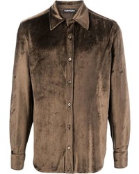 Мужская коричневая рубашка с длинным рукавом от Tom Ford