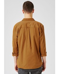 Мужская коричневая рубашка с длинным рукавом от Topman