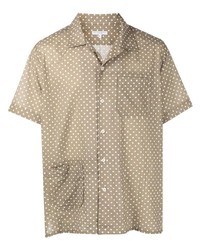 Мужская коричневая рубашка с коротким рукавом в горошек от Engineered Garments