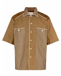 Мужская коричневая рубашка с коротким рукавом в клетку от Nicholas Daley