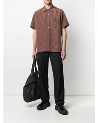 Мужская коричневая рубашка с коротким рукавом с геометрическим рисунком от Goodfight