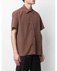 Мужская коричневая рубашка с коротким рукавом с геометрическим рисунком от Goodfight