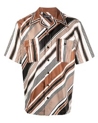 Мужская коричневая рубашка с коротким рукавом с принтом от Dolce & Gabbana