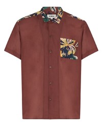 Мужская коричневая рубашка с коротким рукавом с принтом от YMC
