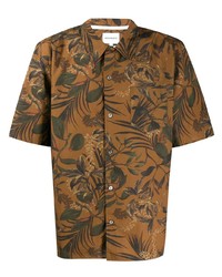 Мужская коричневая рубашка с коротким рукавом с цветочным принтом от Norse Projects