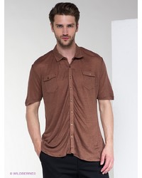 Мужская коричневая рубашка с коротким рукавом от Al Franco
