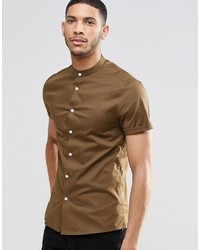 Мужская коричневая рубашка с коротким рукавом от Asos