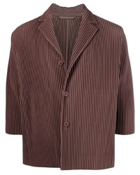 Мужская коричневая рубашка с коротким рукавом от Homme Plissé Issey Miyake