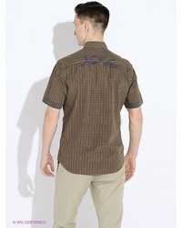 Мужская коричневая рубашка с коротким рукавом от LERROS