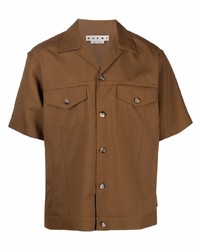 Мужская коричневая рубашка с коротким рукавом от Marni