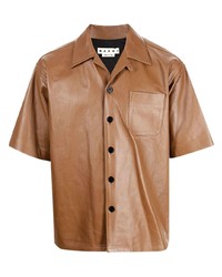 Мужская коричневая рубашка с коротким рукавом от Marni