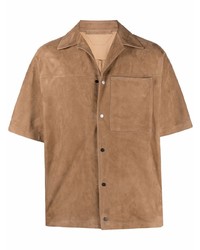 Мужская коричневая рубашка с коротким рукавом от Salvatore Santoro