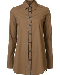 Женская коричневая рубашка с украшением от Vera Wang
