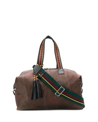 Женская коричневая спортивная сумка из плотной ткани с принтом от Etro