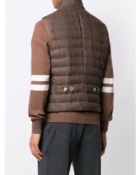 Мужская коричневая стеганая куртка без рукавов от Brunello Cucinelli
