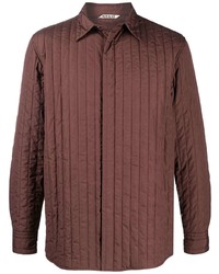 Мужская коричневая стеганая куртка-рубашка от Auralee