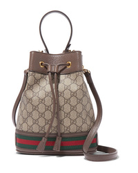 Коричневая сумка-мешок из плотной ткани от Gucci