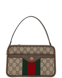 Коричневая сумка почтальона из плотной ткани от Gucci