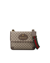 Коричневая сумка почтальона из плотной ткани от Gucci