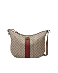 Коричневая сумка почтальона из плотной ткани от Gucci