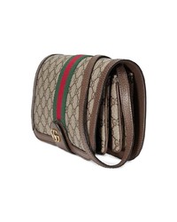 Коричневая сумка почтальона из плотной ткани от Gucci