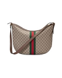 Коричневая сумка почтальона из плотной ткани от Gucci