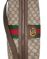 Коричневая сумка почтальона из плотной ткани от Gucci