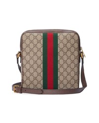 Коричневая сумка почтальона из плотной ткани от Gucci