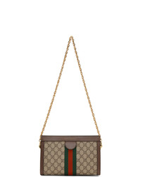 Коричневая сумка-саквояж из плотной ткани от Gucci