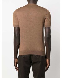 Мужская коричневая футболка на пуговицах от Moorer