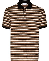 Мужская коричневая футболка-поло в горизонтальную полоску от Salvatore Ferragamo