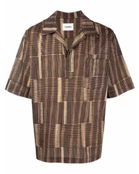 Мужская коричневая футболка-поло в клетку от Nanushka