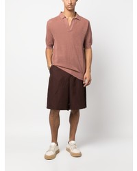 Мужская коричневая футболка-поло в сеточку от Laneus