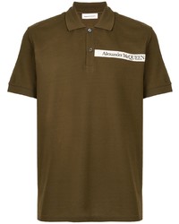 Мужская коричневая футболка-поло с вышивкой от Alexander McQueen