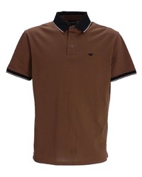 Мужская коричневая футболка-поло с вышивкой от Emporio Armani