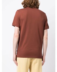 Мужская коричневая футболка-поло с вышивкой от BOSS