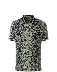 Мужская коричневая футболка-поло с леопардовым принтом от Les Hommes