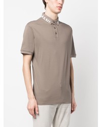 Мужская коричневая футболка-поло с принтом от Emporio Armani