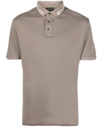 Мужская коричневая футболка-поло с принтом от Emporio Armani