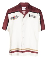Мужская коричневая футболка-поло с принтом от Rhude