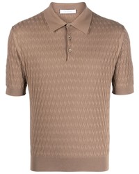 Мужская коричневая футболка-поло с ромбами от Cruciani